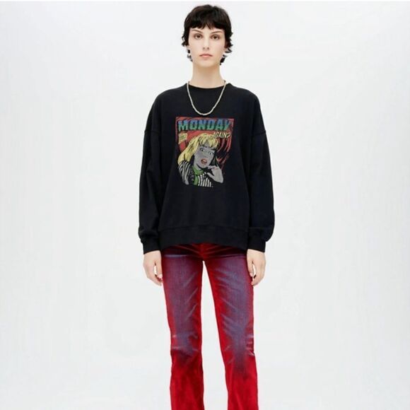 NWT RE/DONE Oversized Crew Neck Monday Again Sweatshirt tee Top - Picture 4 of 4